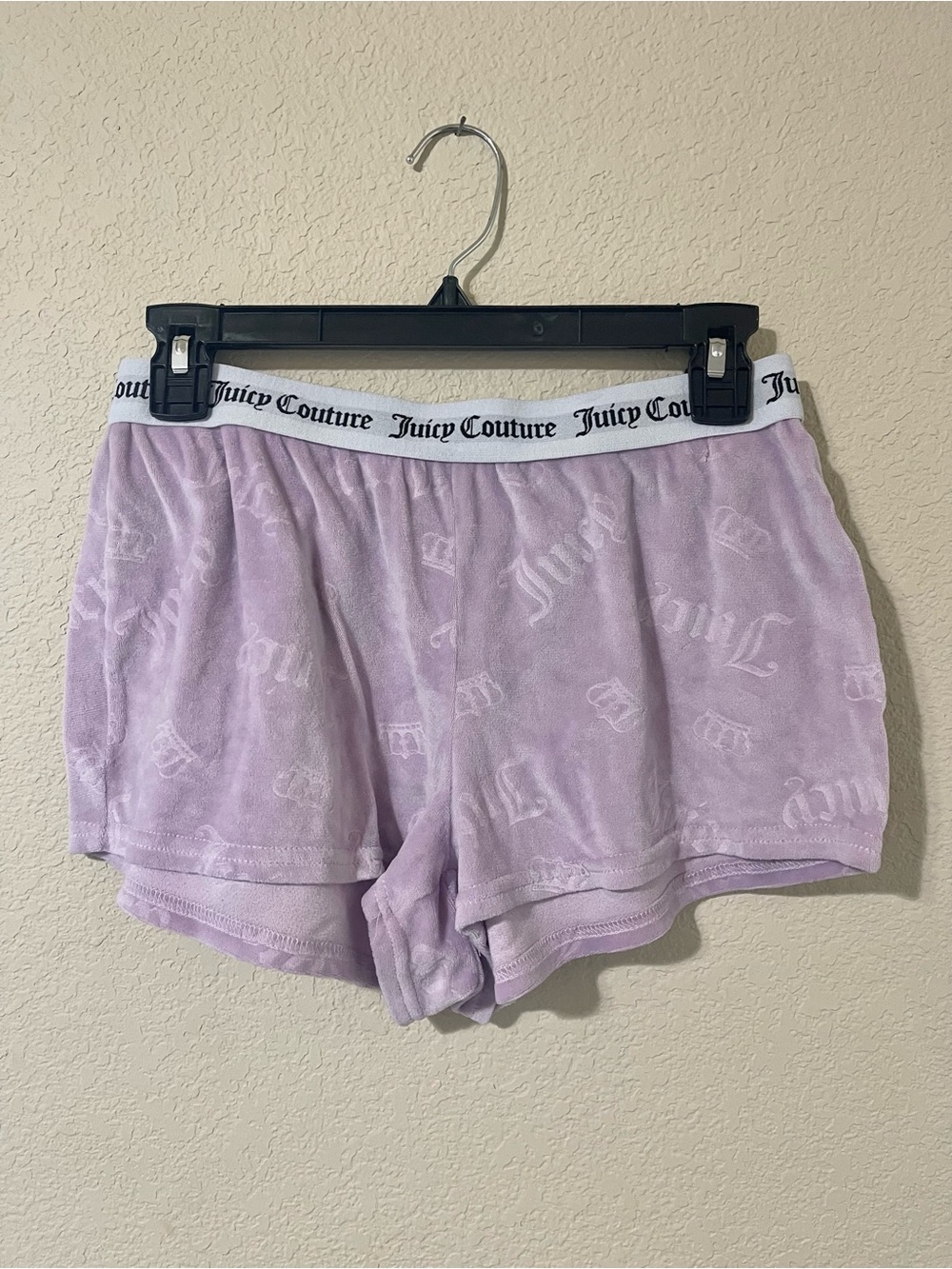 Juicy Couture Lilac Velour Lounge Shorts with Logo Waistband